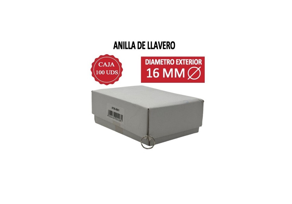BASI ANILLAS LLAVERO 16MM (EXTERIOR) -CAJA 100 UDS-