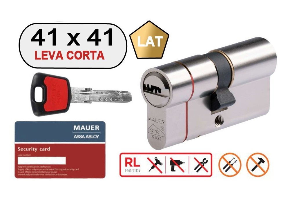 MAUER DOBLE CILINDRO ELITE 2 -RED LINE- 41X41 LAT LEVA CORTA