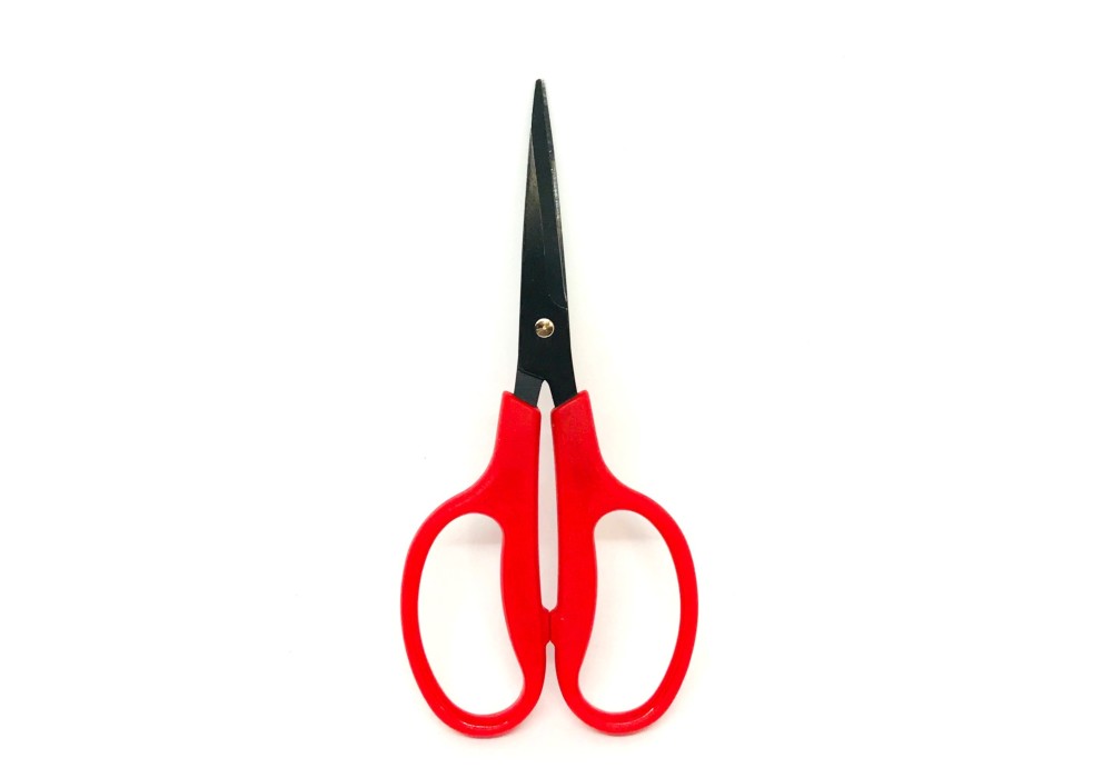 TIJERAS CORTA-PIEL MANGO ROJO