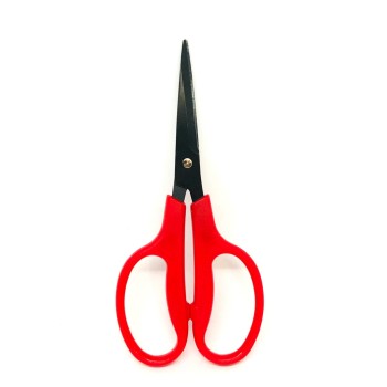 TIJERAS CORTA-PIEL MANGO ROJO