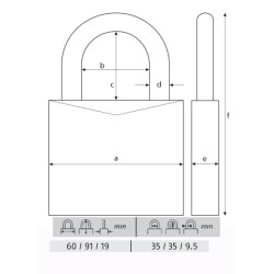 ABUS CANDADO TITALIUM 60MM. 54TI/60