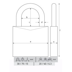 ABUS CANDADO 713/40HB40 KA ARCO L -LLAVES IGUALES