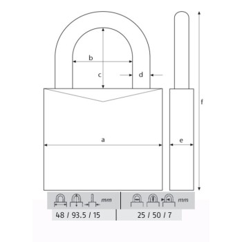 ABUS CANDADO 713/50HB50 KA ARCO L -LLAVES IGUALES