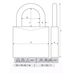 ABUS CANDADO TITALIUM LL.IGUAL 50MM LARGO 54TI/50HB50 KA