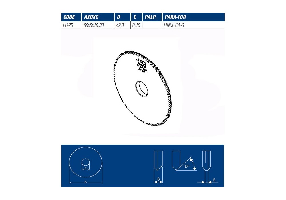 JMA FRESA FP25 - 80x5x16-42.3 PARA LINCE